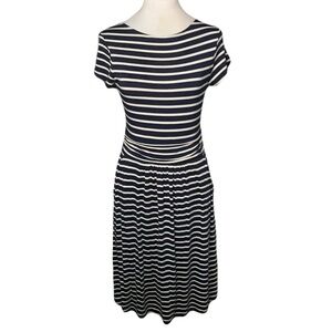 Boden Women’s 4R Navy Blue & White Striped Sleeveless Casual Cotton Mini Dress